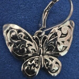 Lighthearted 925 Silver Butterfly Dangle Earrings